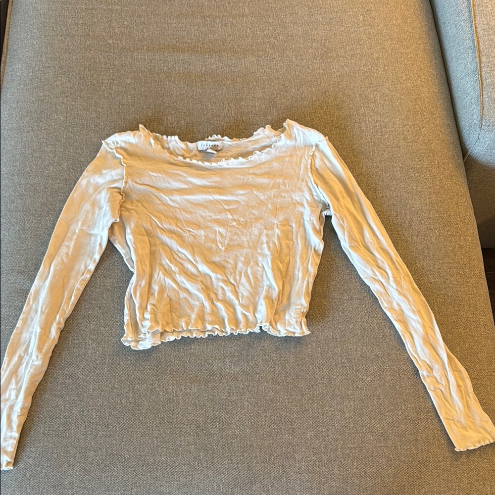 Topshop ruffle hem crop long sleeve